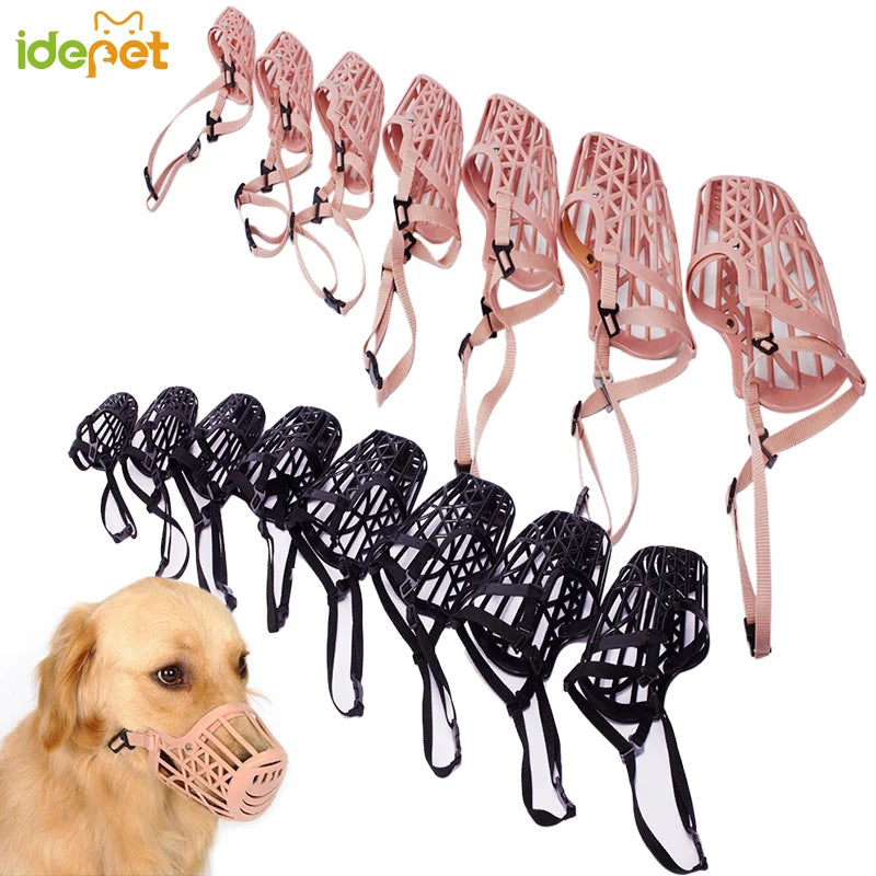 Upgraded Adjustable Dog Muzzle – Strong Plastic Basket Design | 7 Sizes | Anti-Biting