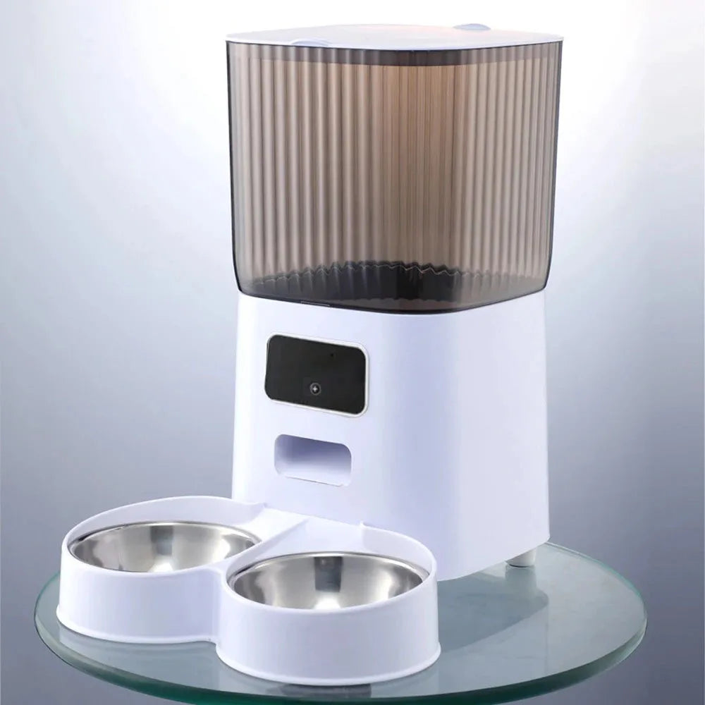 5L Dual-Bowl Automatic Cat Feeder with Camera & Voice Recorder – Smart Dry Food Dispenser