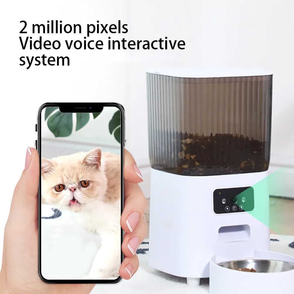 5L Dual-Bowl Automatic Cat Feeder with Camera & Voice Recorder – Smart Dry Food Dispenser