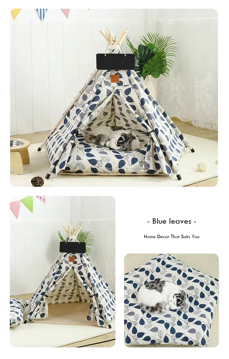 Pet Teepee – Cozy Stylish Portable Tent with Cushion & Blackboard. Removable & Washable Dog & Cat House