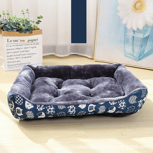 Blue Pet Bed Arctic Velvet Canvas – Super Soft Cartoon Winter Warm Dog and Cat Bed