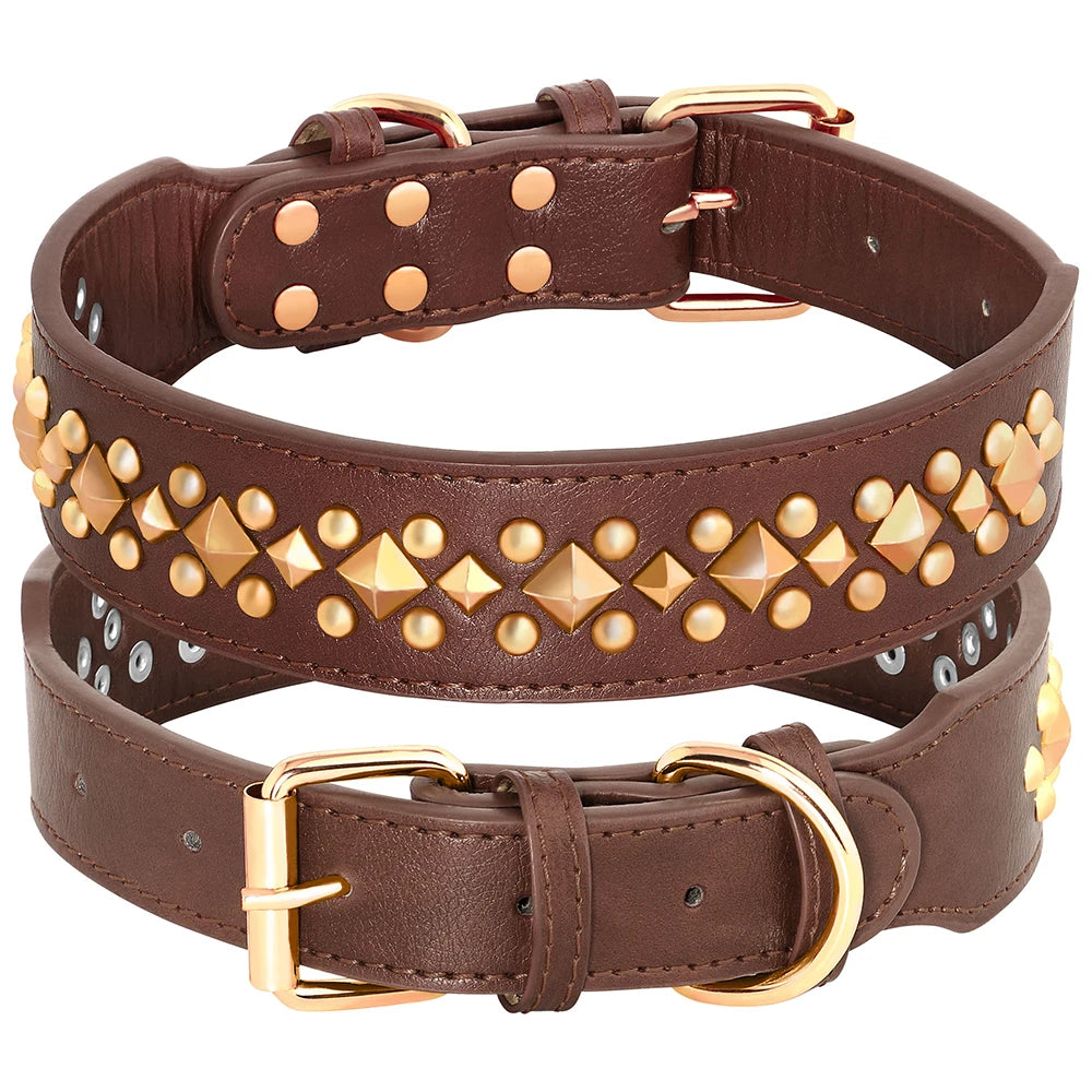 Cool Spiked Studded Leather Dog Collars Adjustable Pitbull Bulldog Big Dog Collar For Small Medium Large Dogs Boxer Labrador