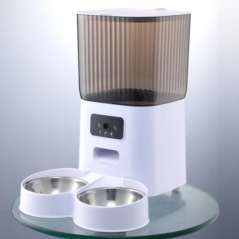 5L Dual-Bowl Automatic Cat Feeder with Camera & Voice Recorder – Smart Dry Food Dispenser