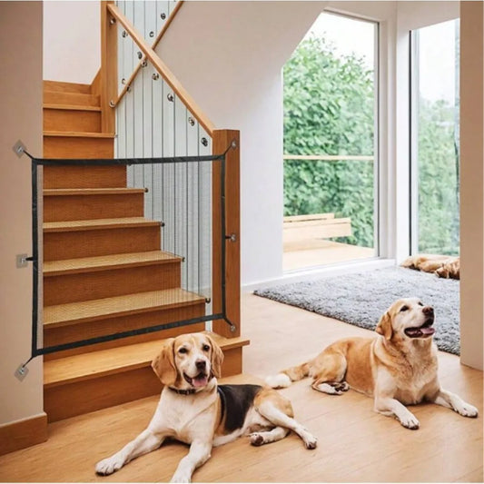 Pet Isolation Barrier – Nylon Mesh Divider, Folding Safety Dog Gate, No Punching Required