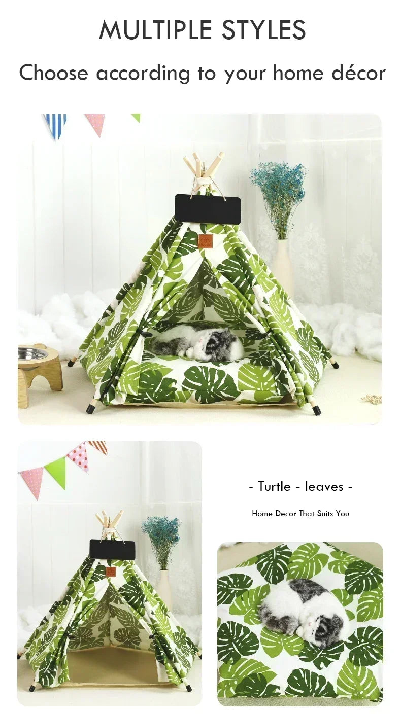 Pet Teepee – Cozy Stylish Portable Tent with Cushion & Blackboard. Removable & Washable Dog & Cat House